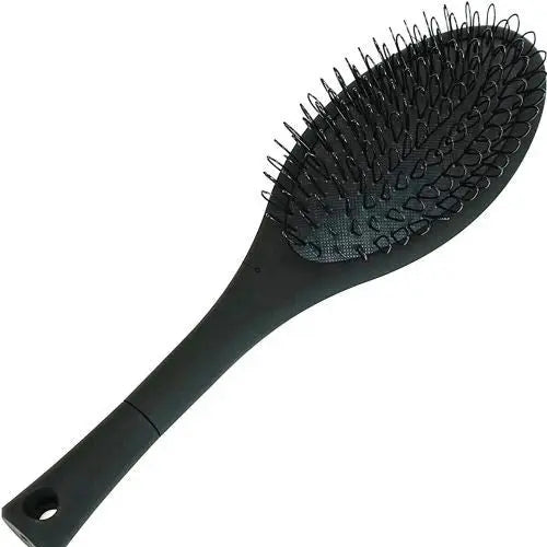 Black hairbrush on a white background