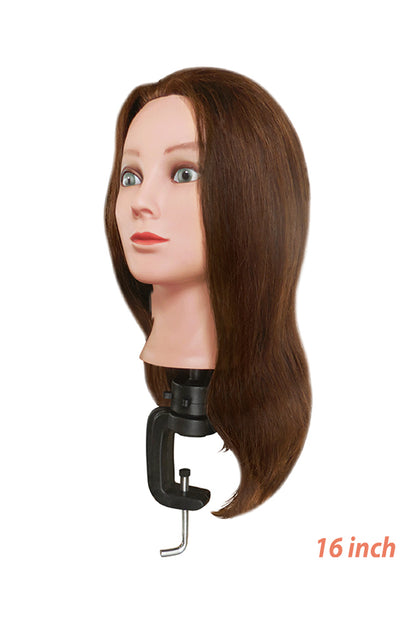 PRACTICE MANNEQUIN HEADS WITH CLAMP-100% HUMAN HAIR