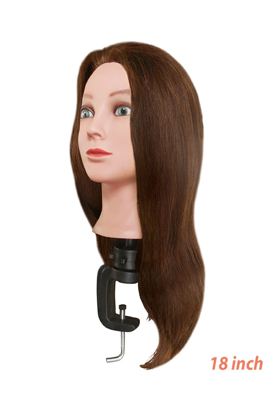 PRACTICE MANNEQUIN HEADS WITH CLAMP-100% HUMAN HAIR